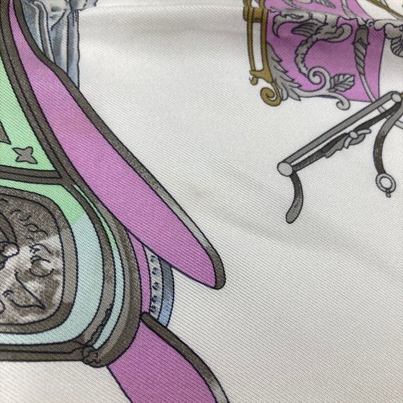 Hermes Carre 90 Springs Carriage Ledoux Scarf Silk Yellow Pink Women - Picture 8 of 9